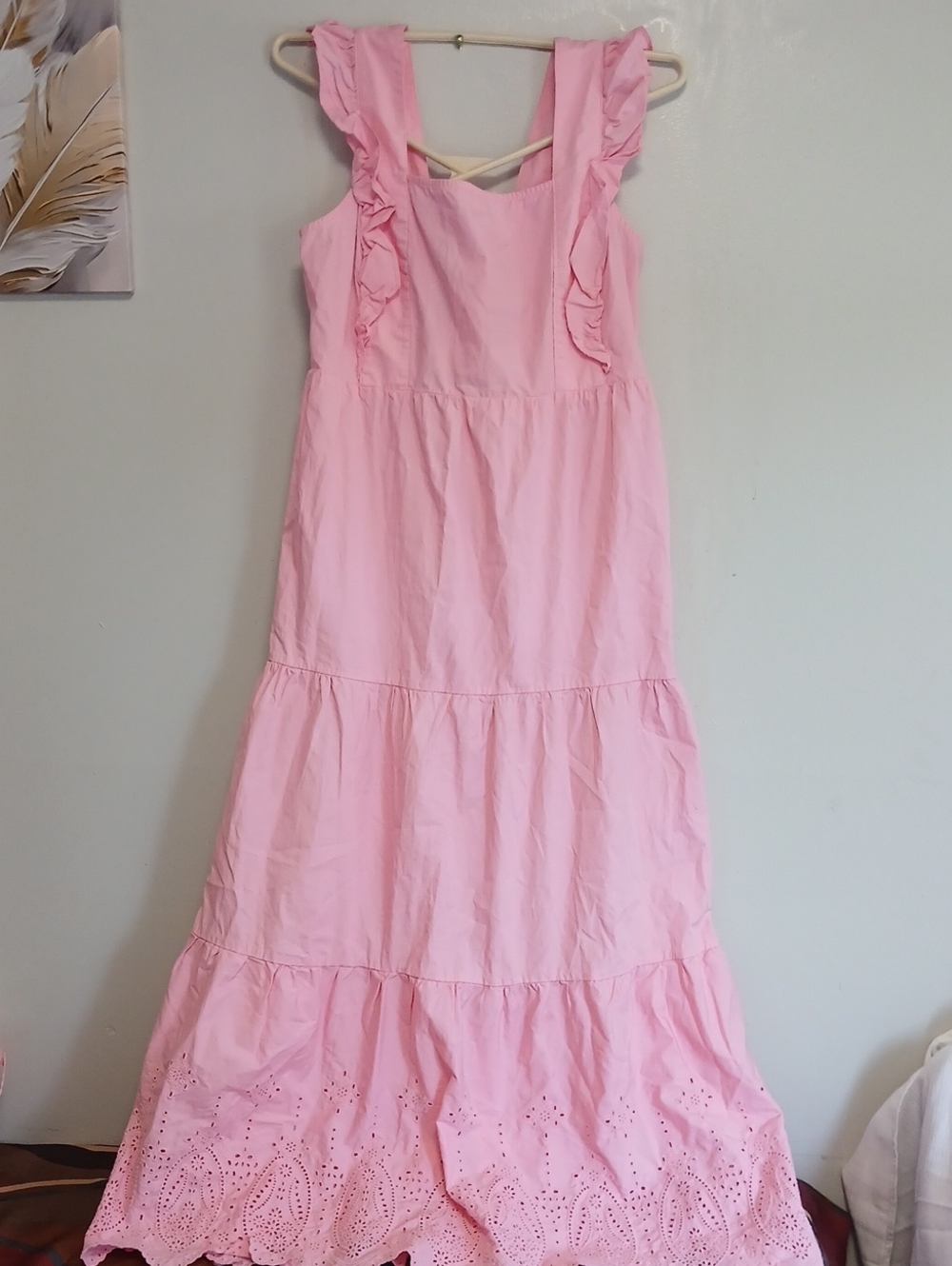 Moon River Pink Ruffle-Tiered Maxi Dress
